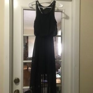 Black Hi-Low Sheer Dress with Metal Accents